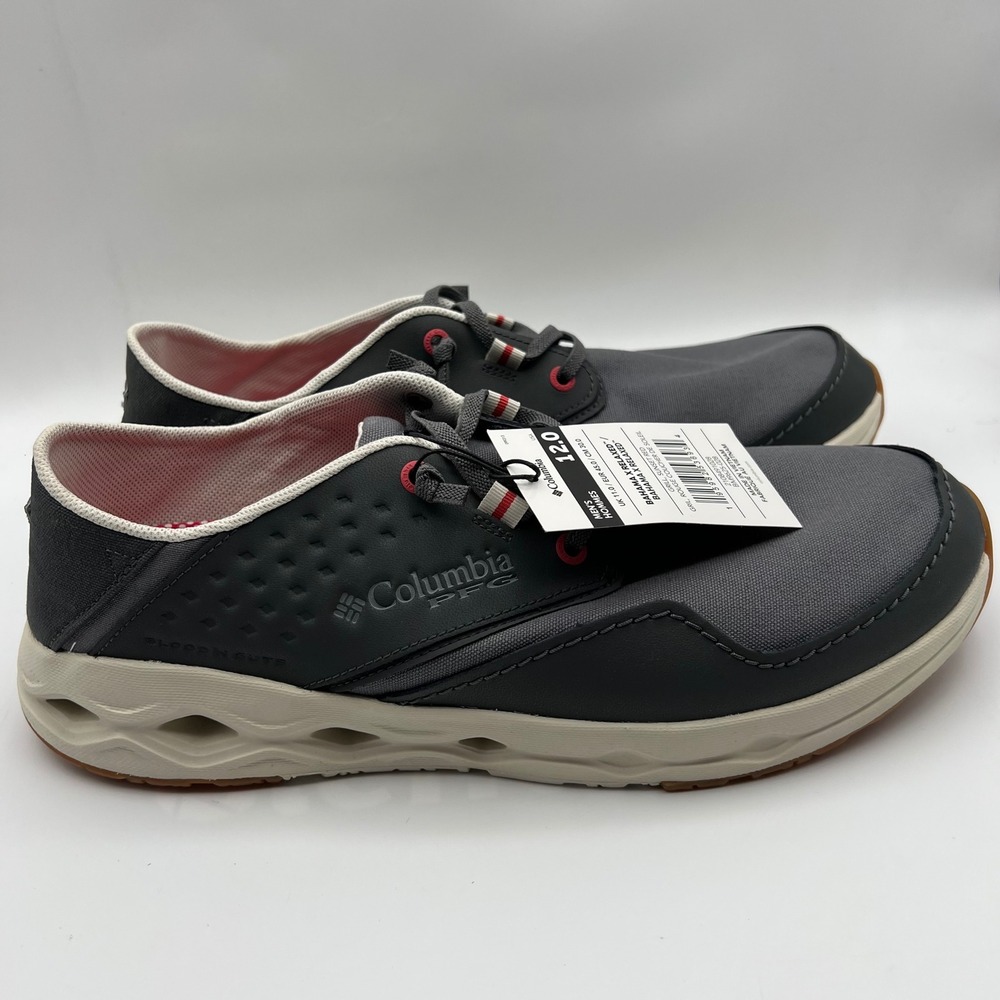 Columbia Bahama X Relaxed Boat Shoes Mens 12 Gray Grill Sunset Red PFG Fishing
